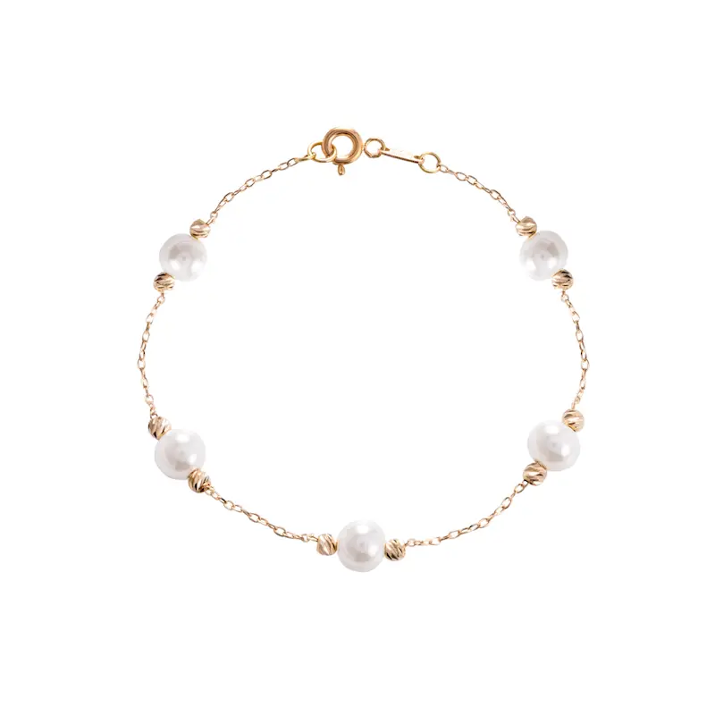 دستبند طلا زنانه طرح مرواریدی کد MT2165