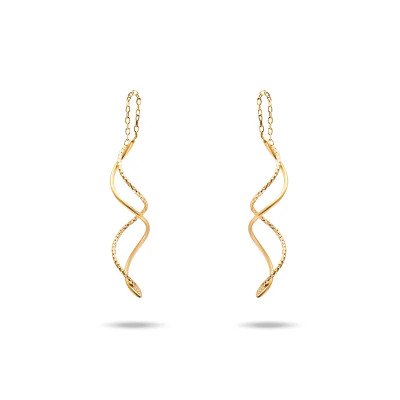 گوشواره طلا زنانه بخیه ای طرح فانتزی کد MT2268