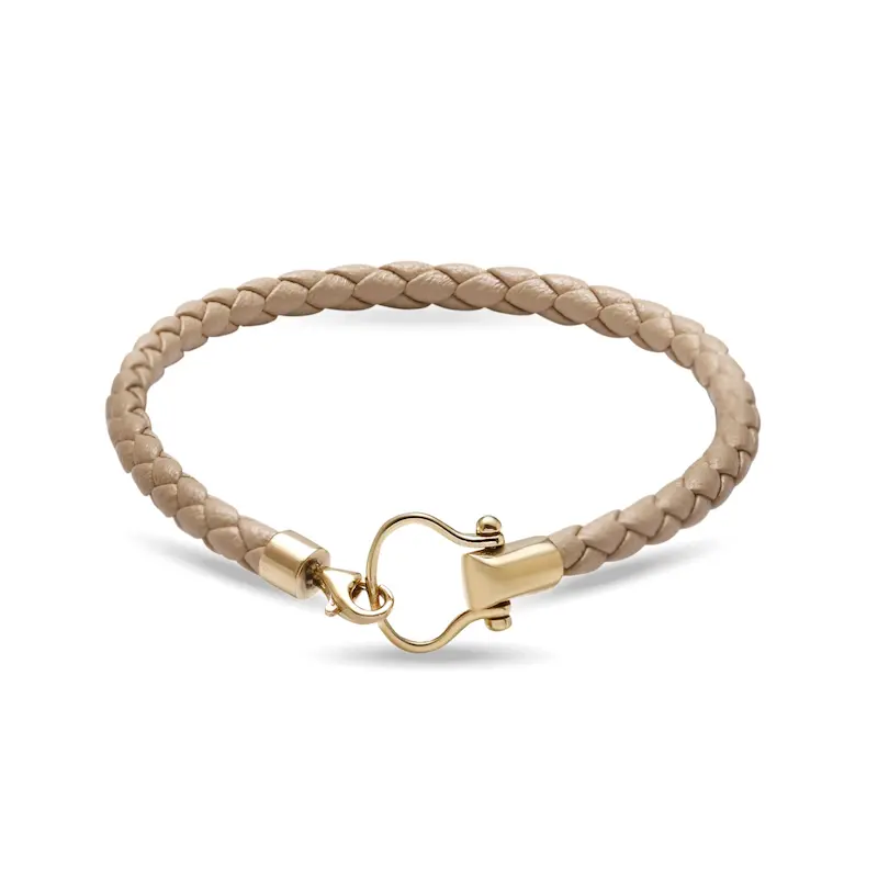 دستبند چرم و طلا زنانه طرح امگا کد MT2270