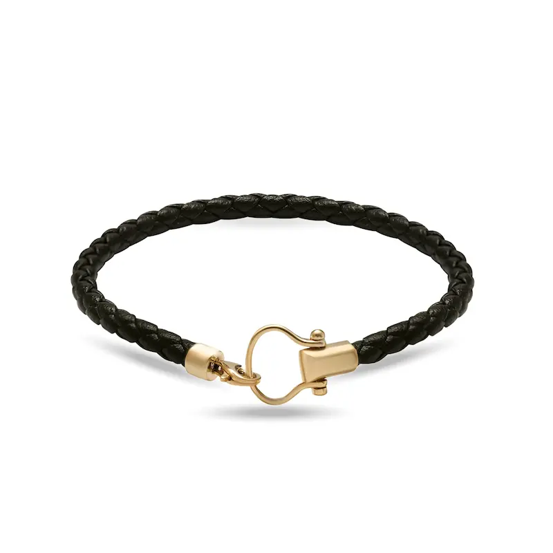 دستبند چرم و طلا زنانه طرح امگا کد MT2271