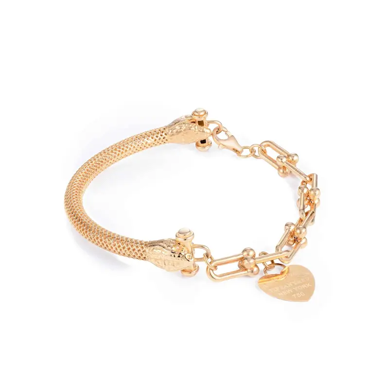 دستبند طلا زنانه النگویی طرح مار کد MT2401