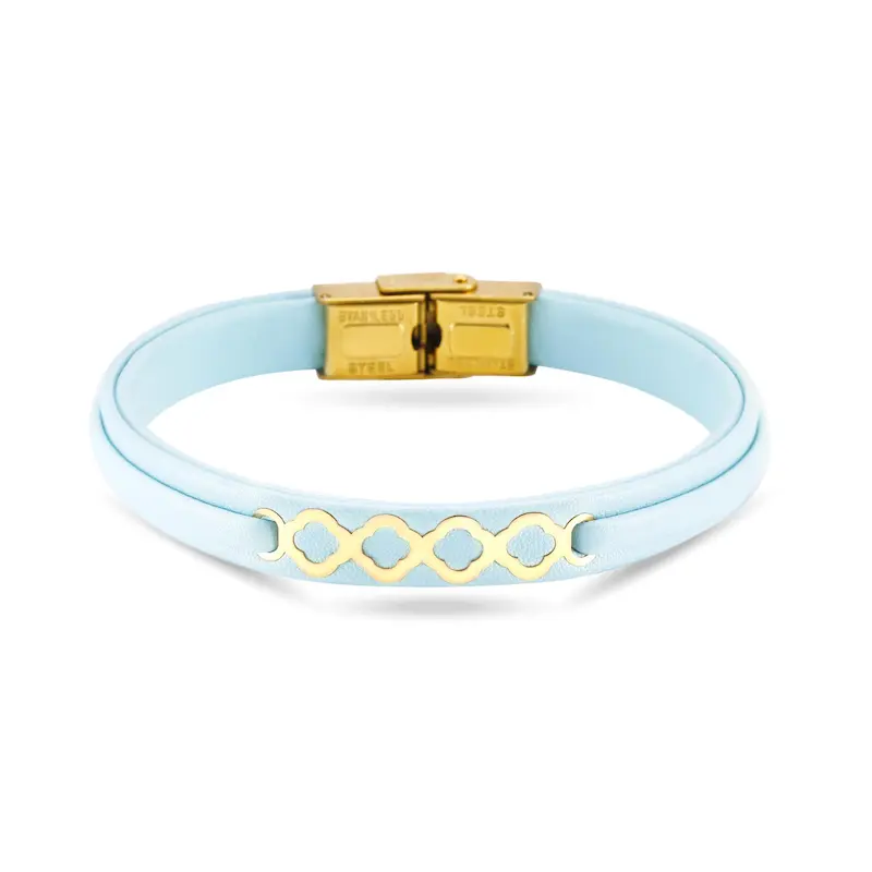 دستبند چرم و طلا طرح ونکلیف کد MT2277