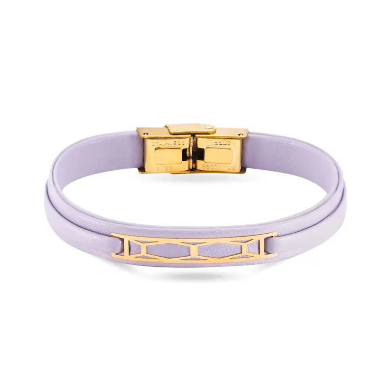 دستبند چرم و طلا طرح فانتزی کد MT2279