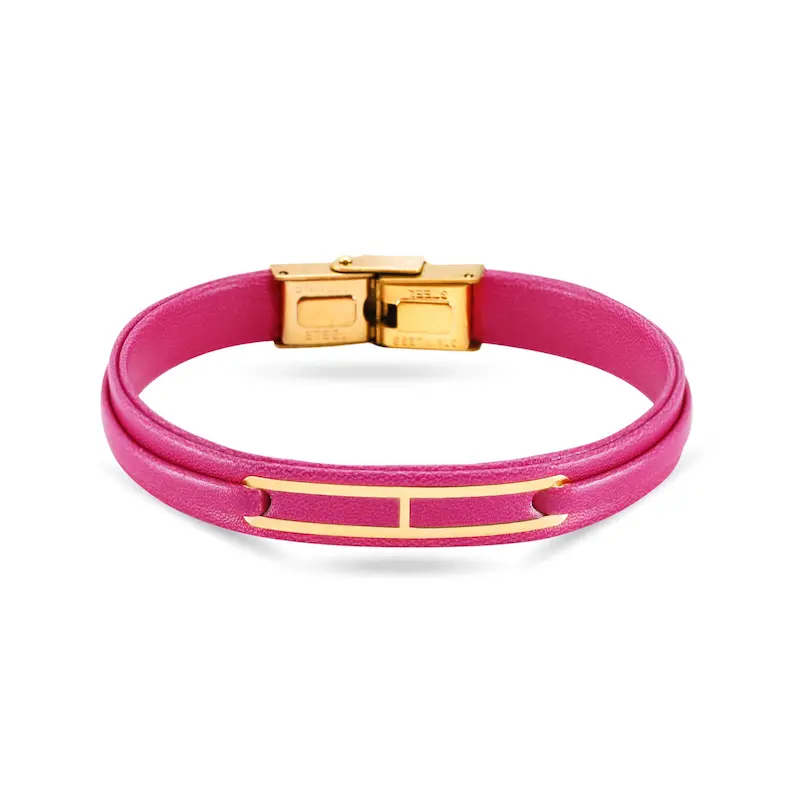 دستبند چرم و طلا طرح فانتزی کد MT2281