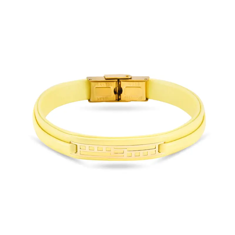 دستبند چرم و طلا طرح فانتزی کد MT2289