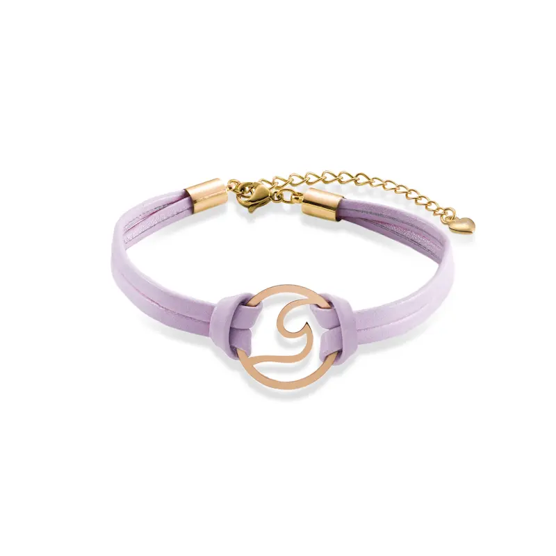 دستبند چرم و طلا زنانه طرح دایره فانتزی کد MT2342