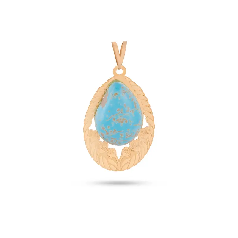 آویز گردنبند طلا زنانه طرح فیروزه کد MT2474