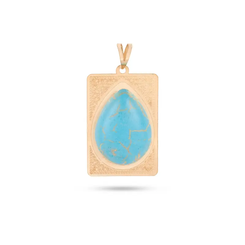 آویز گردنبند طلا زنانه طرح فیروزه کد MT2476