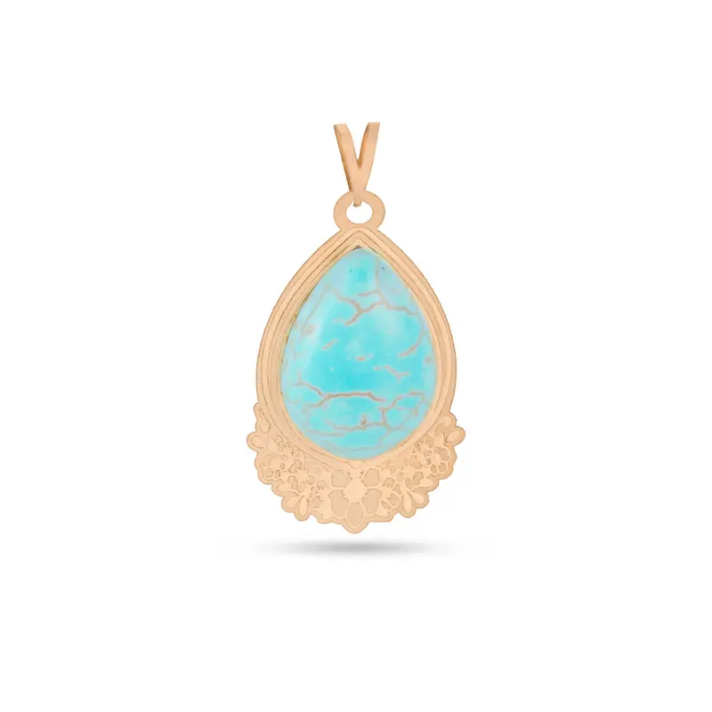 آویز گردنبند طلا زنانه طرح فیروزه کد MT2479