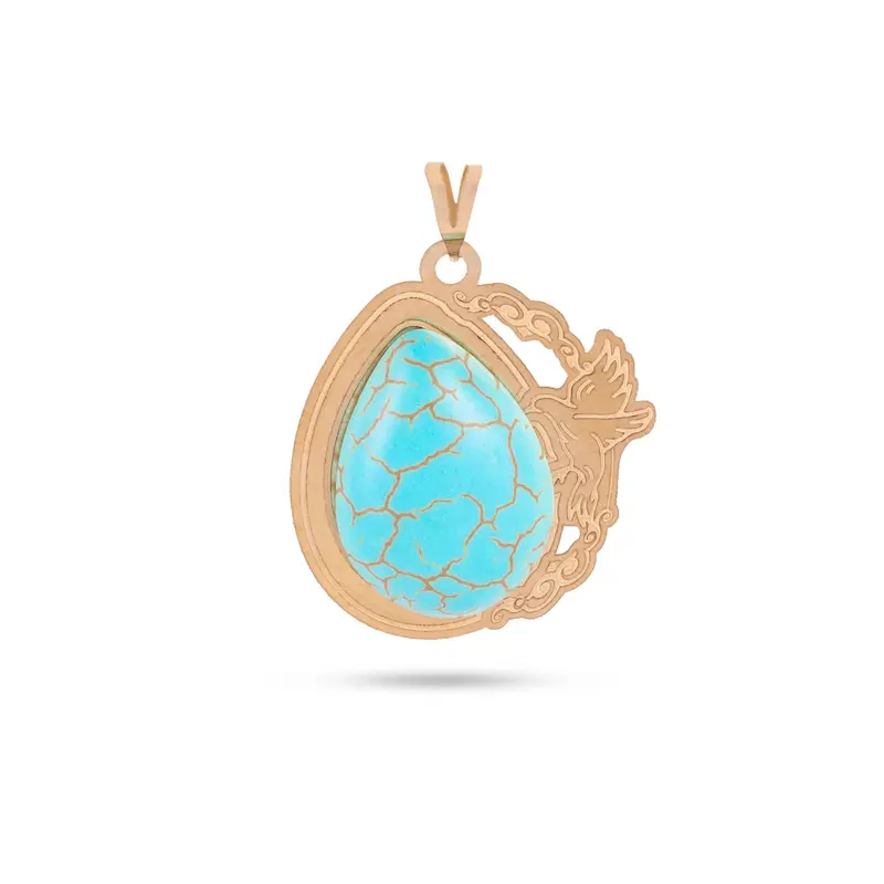 آویز گردنبند طلا زنانه طرح فیروزه کد MT2481