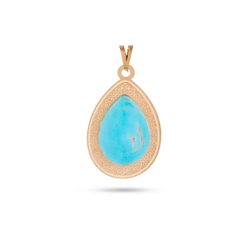 آویز گردنبند طلا زنانه طرح فیروزه کد MT2482