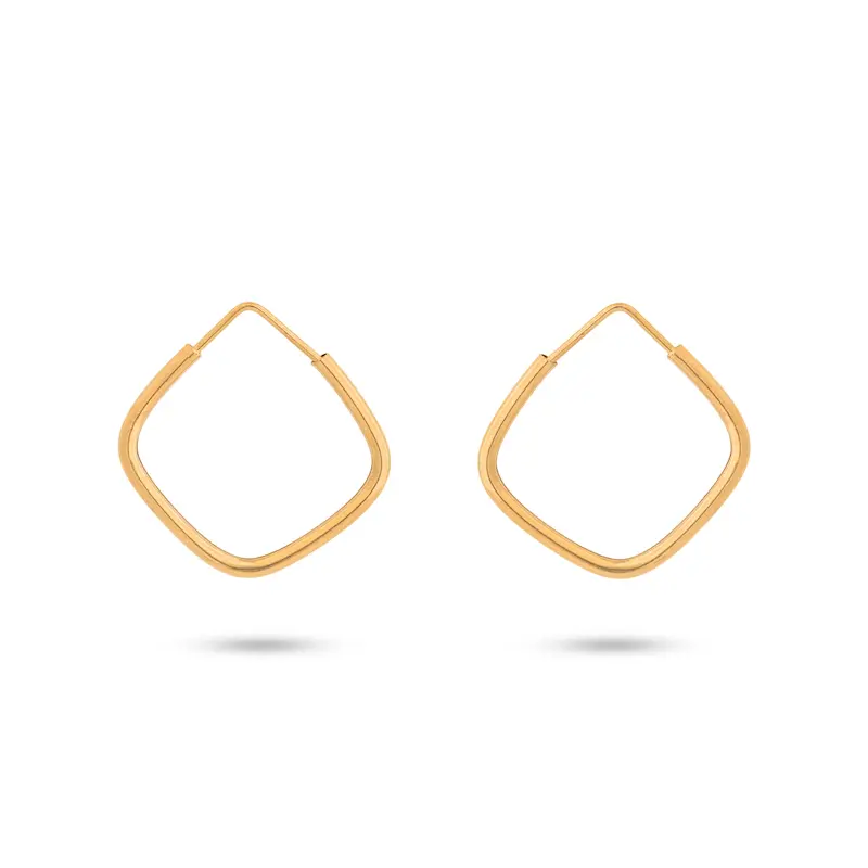 گوشواره طلا زنانه حلقه ای طرح لوزی کد MT2527