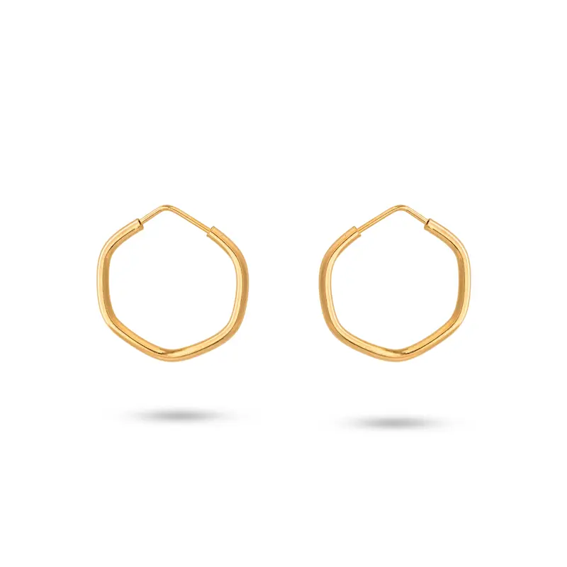 گوشواره طلا زنانه حلقه ای طرح شش ضلعی کد MT2528