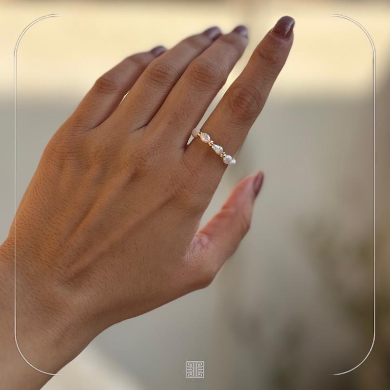 انگشتر مرواریدی 3 گوی