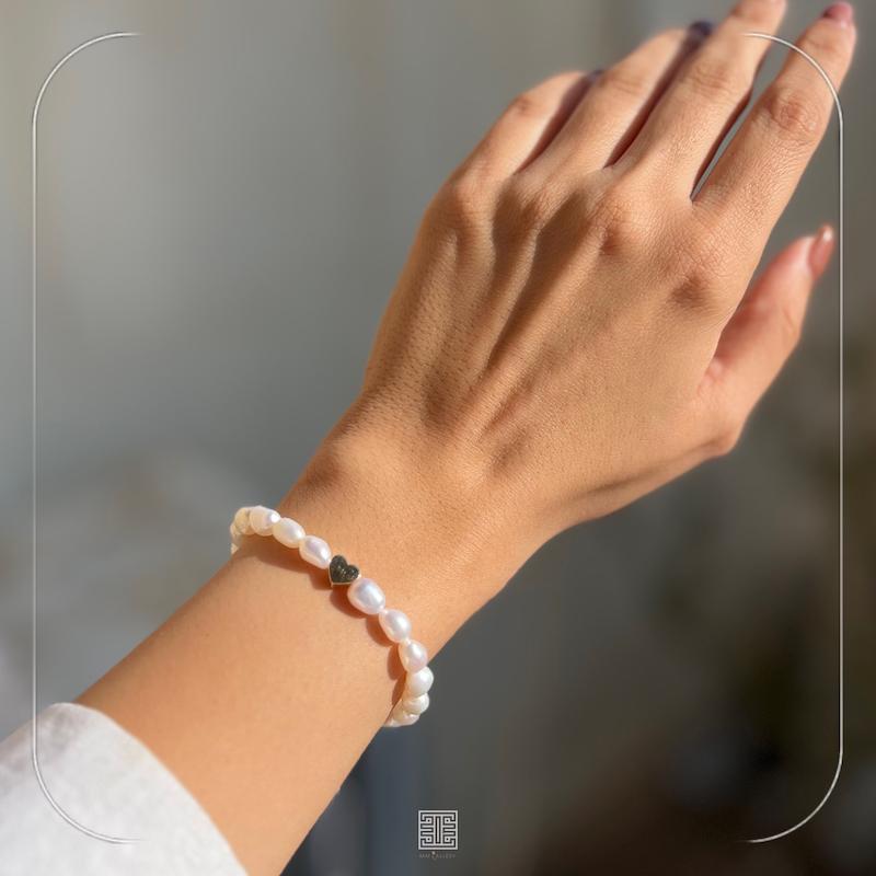 دستبند مرواریدی قلب