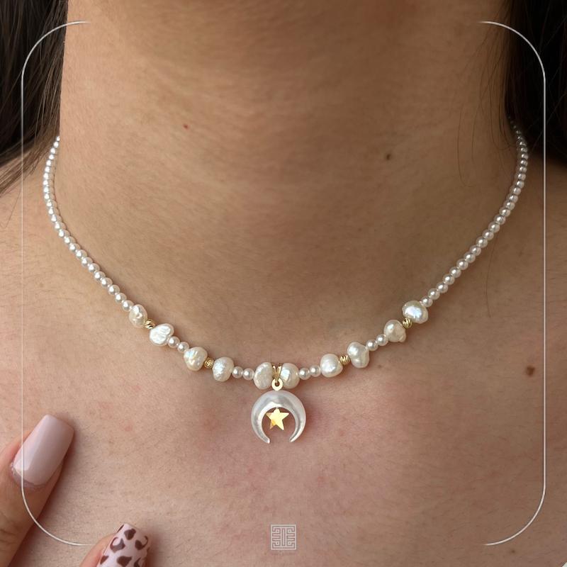 گردنی مرواریدی ماه و ستاره