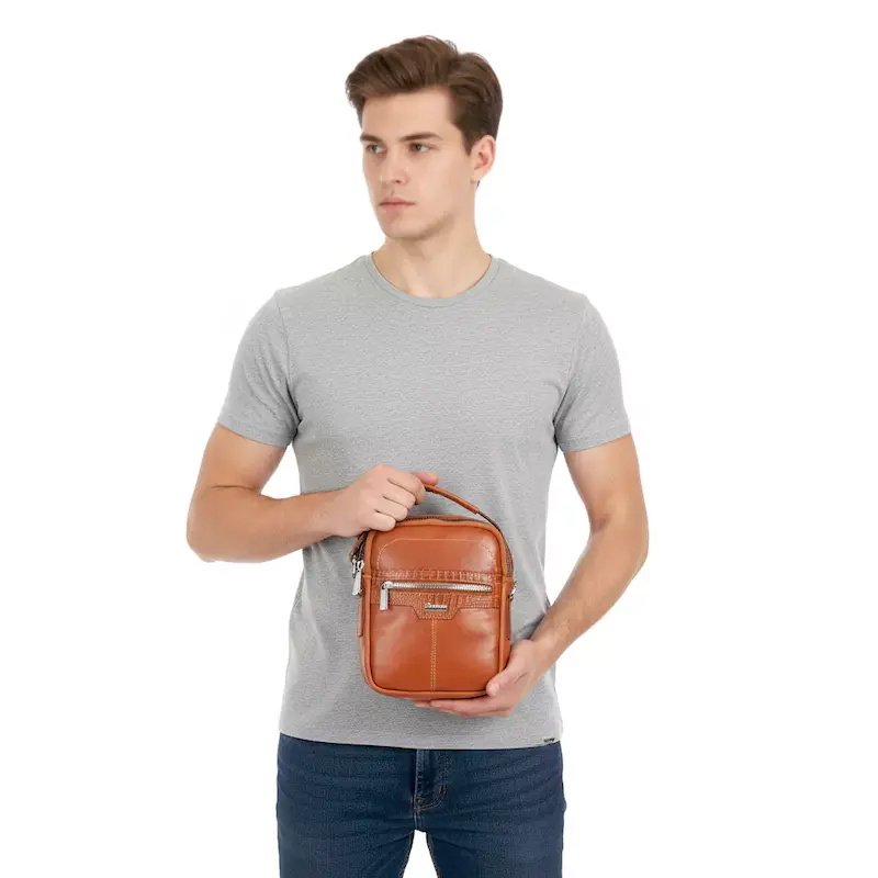کیف دوشی چرم طبیعی مدل ۳۵۴