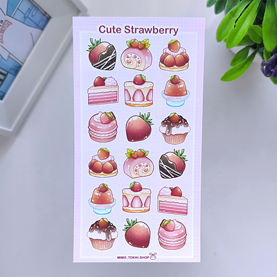 استیکر Cute Strawberry Cake