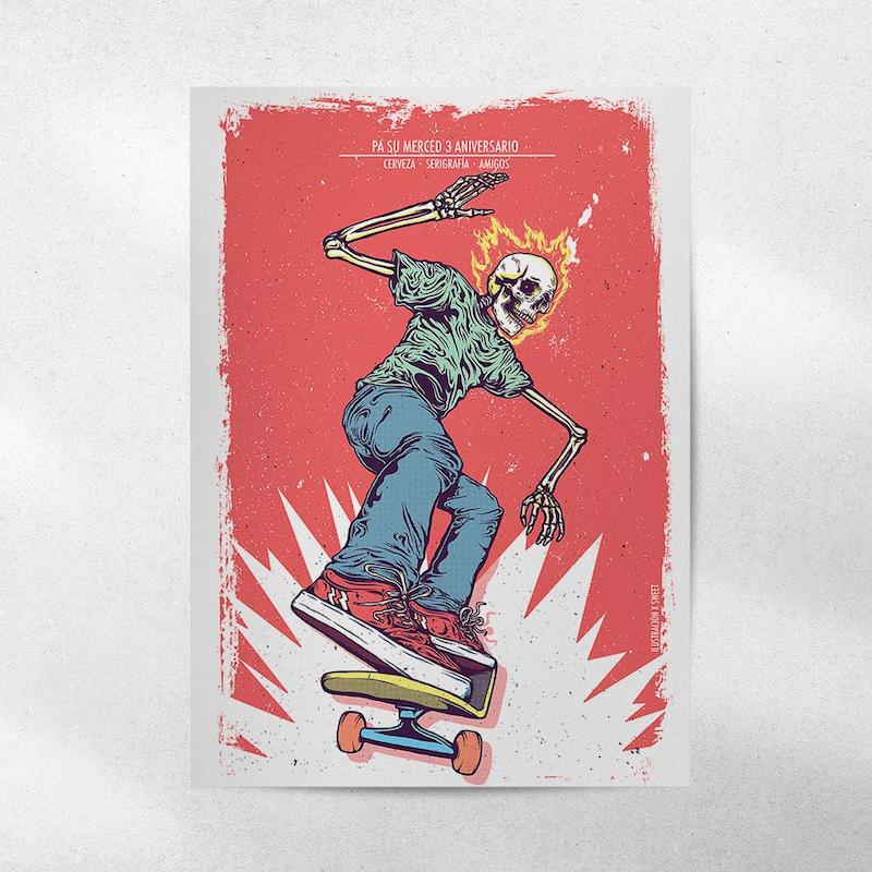پوستر Skater Skeleton