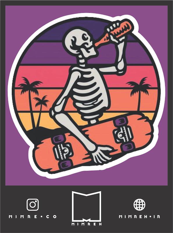 استیکر Skater Skeleton
