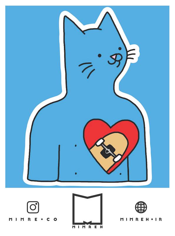 استیکر Cat Skater