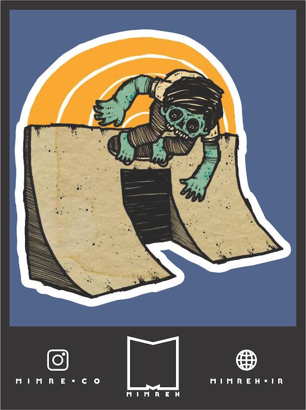 استیکر Skater Zombie