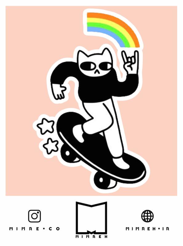 استیکر Skater Cat
