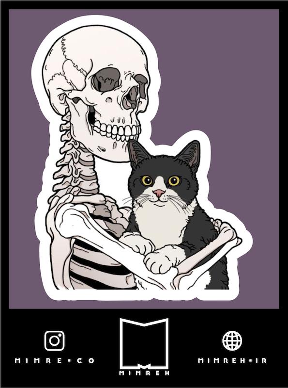 استیکر Cat Skeleton