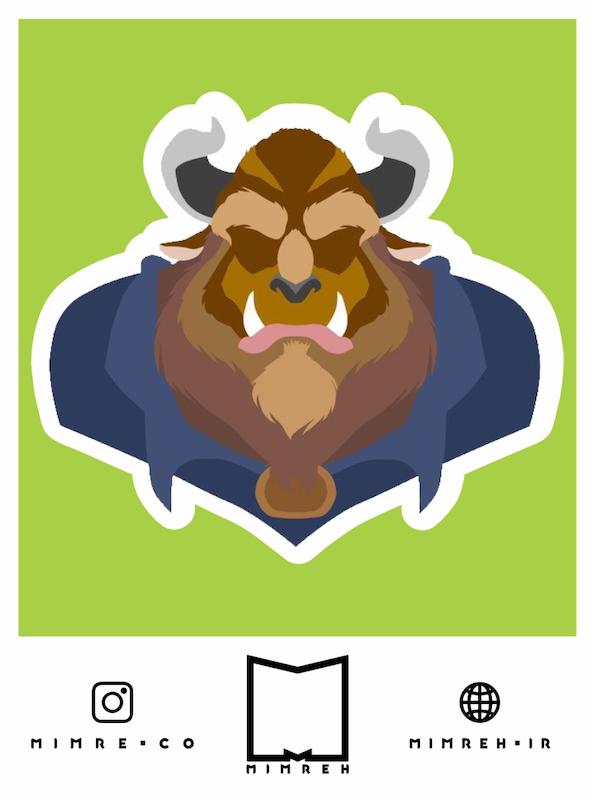 استیکر Beauty and The Beast