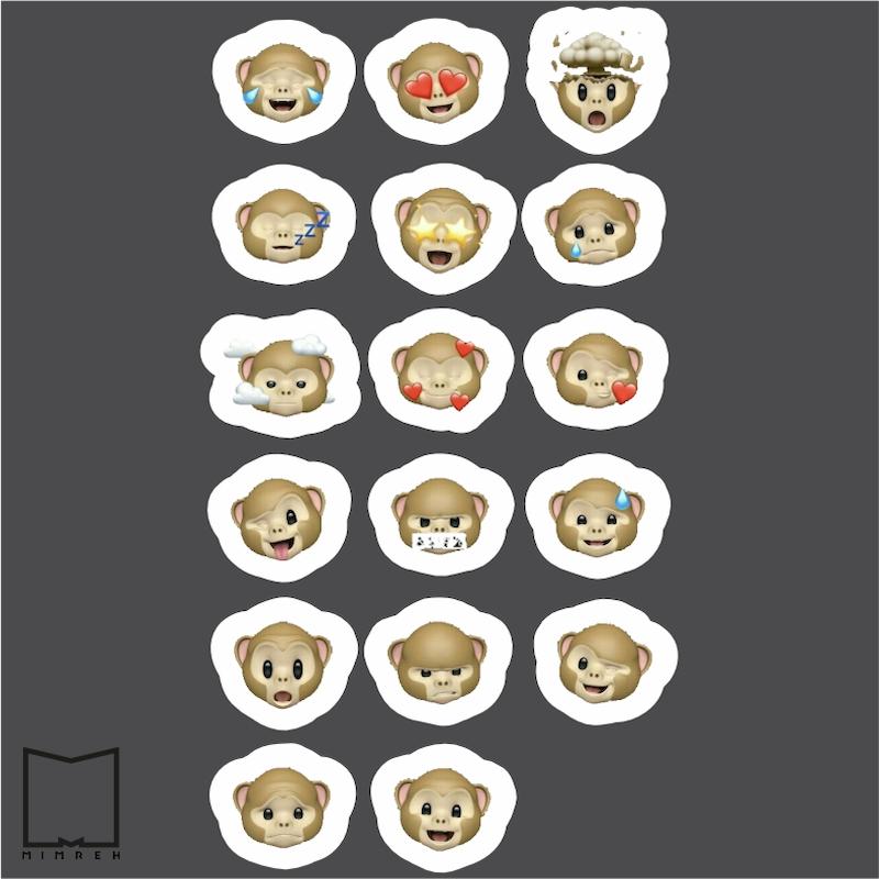 پک استیکر مموجی Monkey