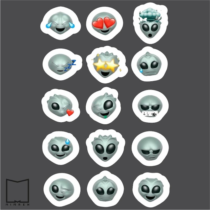 پک استیکر مموجی Alien