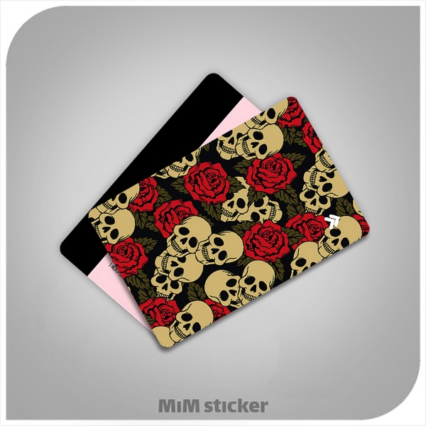استیکر کارت بانکی اسکلت و گل رز 
