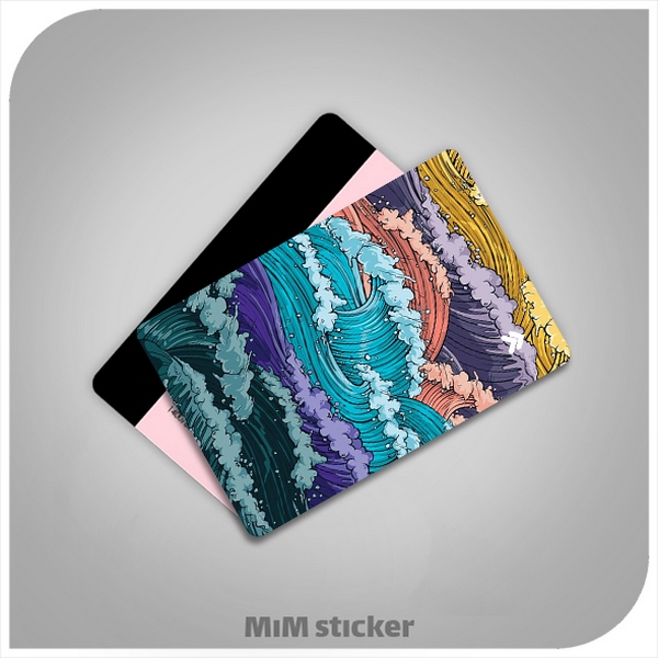 استیکر کارت بانکی امواج رنگی