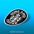 استیکر GUNS AND COFFEE