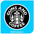 استیکر GUNS AND COFFEE