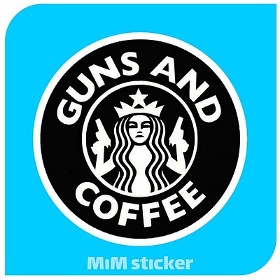 استیکر GUNS AND COFFEE