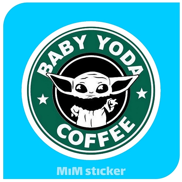استیکر baby yoda coffee