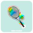 استیکر متالایز توپ و راکت تنیس