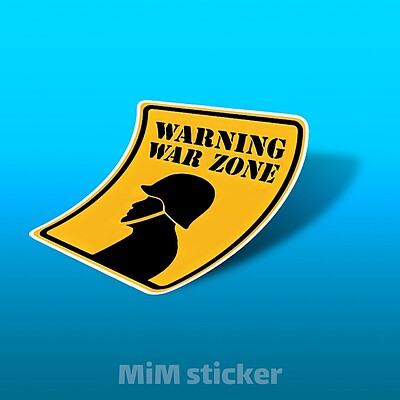 استیکر WARNING WAR ZONE