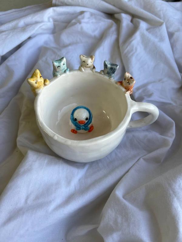 ماگ گربه و جوجه