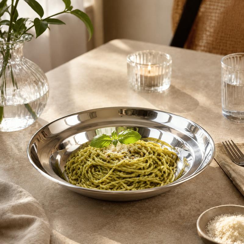 پاستا خوری استیل (قطر ۲۲ سانتی‌متر)