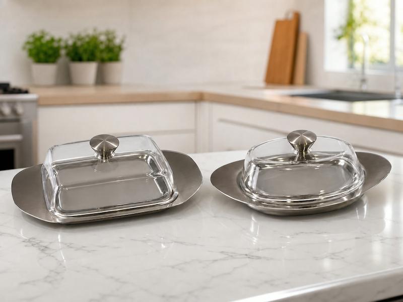 پنیرخوری استیل درب‌دار (Stainless Steel)