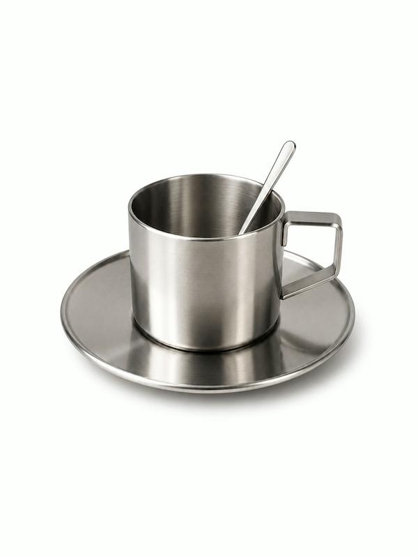 ست فنجان و نعلبکی دوجداره استیل (Stainless Steel)