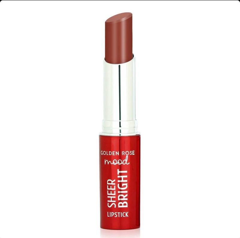 رژ لب براق گلدن رز Golden Rose مدل Sheer Bright رنگ Hazelnut شماره 105🤎