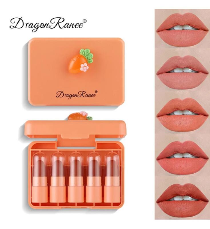 پک رژ لب جامد 5 عددی مینی دراگون رانی مدل هویج Dragon Ranee🥕