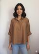شومیز مانتویی بغل دکمه قهوه ای