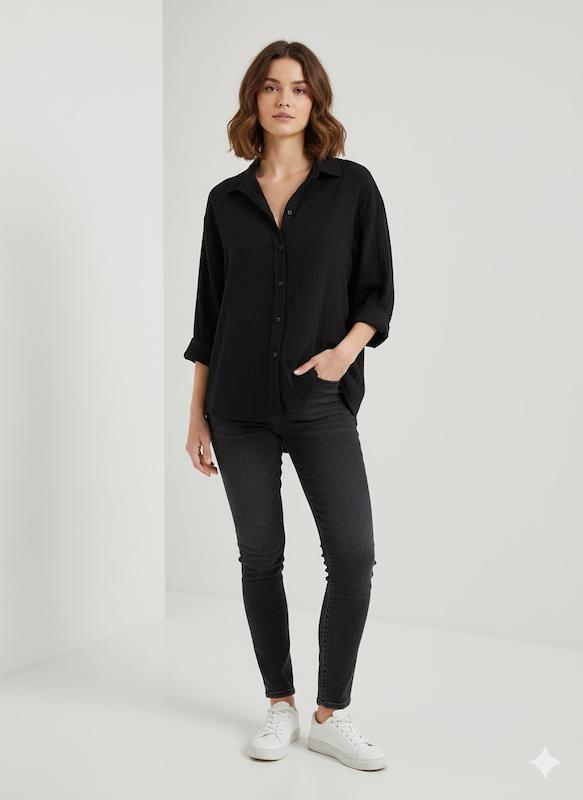 شومیز مانتویی (سفید، موکایی، مشکی)