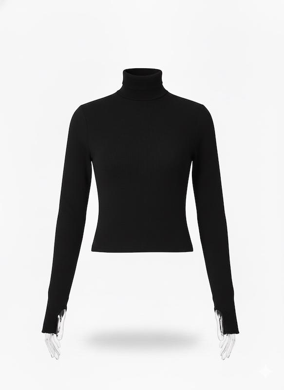 کراپ آستین بلند یقه اسکی فینگر دار 