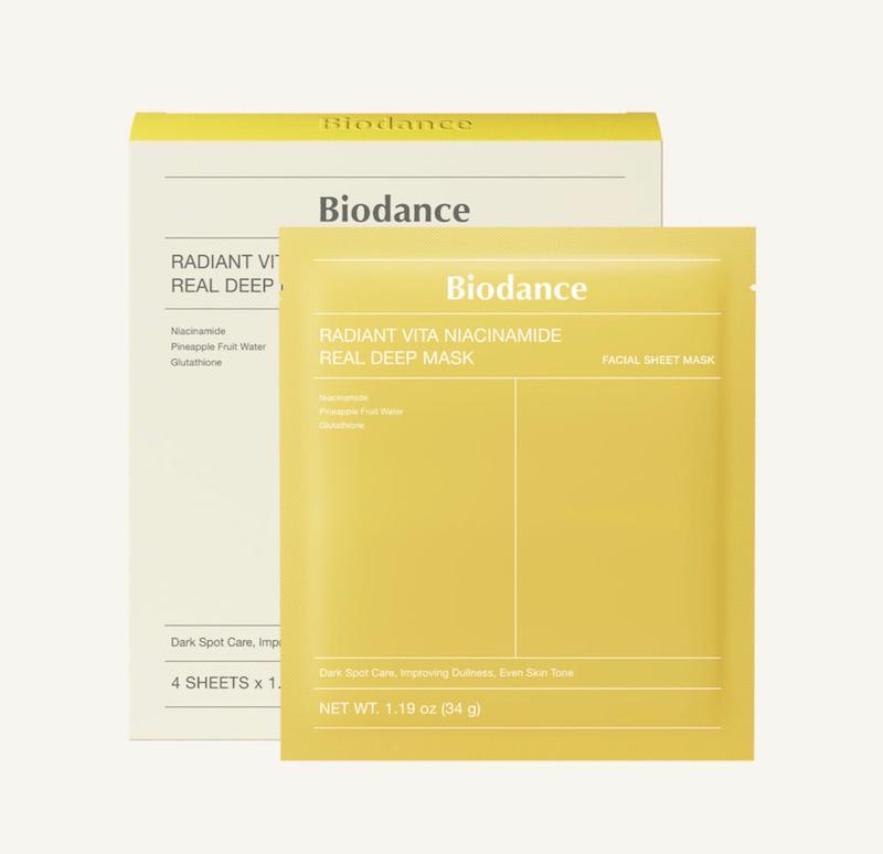 ماسک هیدروژلی روشن‌کننده بایودنس Radiant Vita Niacinamide Real Deep Mask 