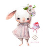 استیکر دیواری مینوی گالری مدل Rabbit little girl